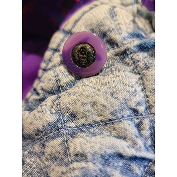 Weathered Blue vintage denim purple puffer jacket unisex - Picture 7 of 11